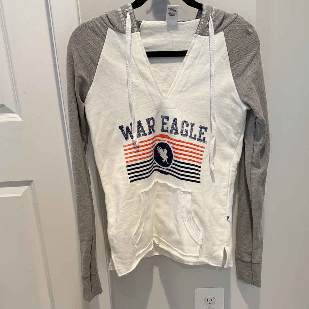War Eagle Women's Gray and White Hoodie